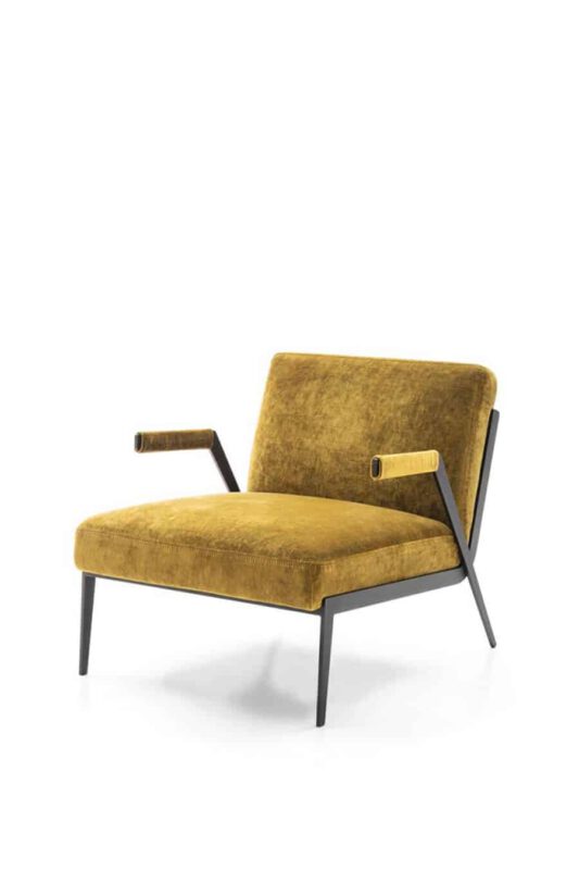 Un primo piano della poltrona moderna Lima, collezione de Il Mobile di Cesano Maderno