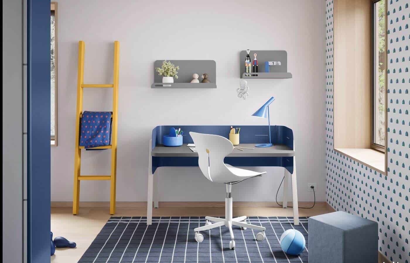Cameretta per bambino con tavolo da studio