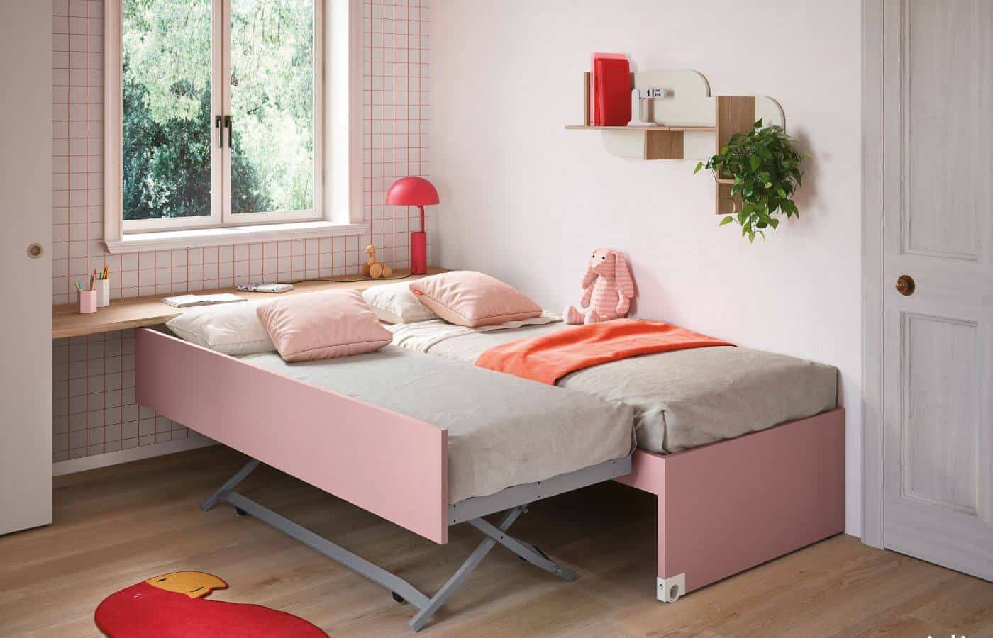 Cameretta con doppio letto rosa