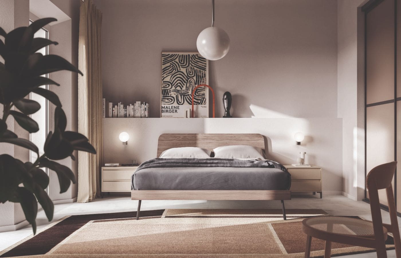 La camera da letto della collezione Ginestra vista frontalmente